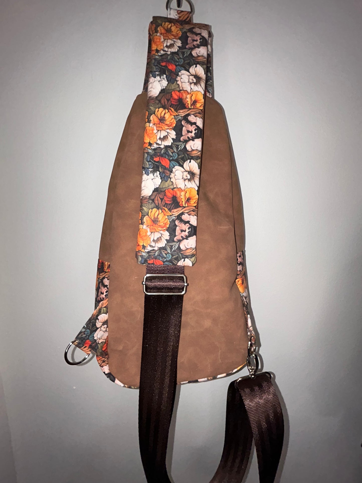 Floral English Bulldog Retro Sling Bag