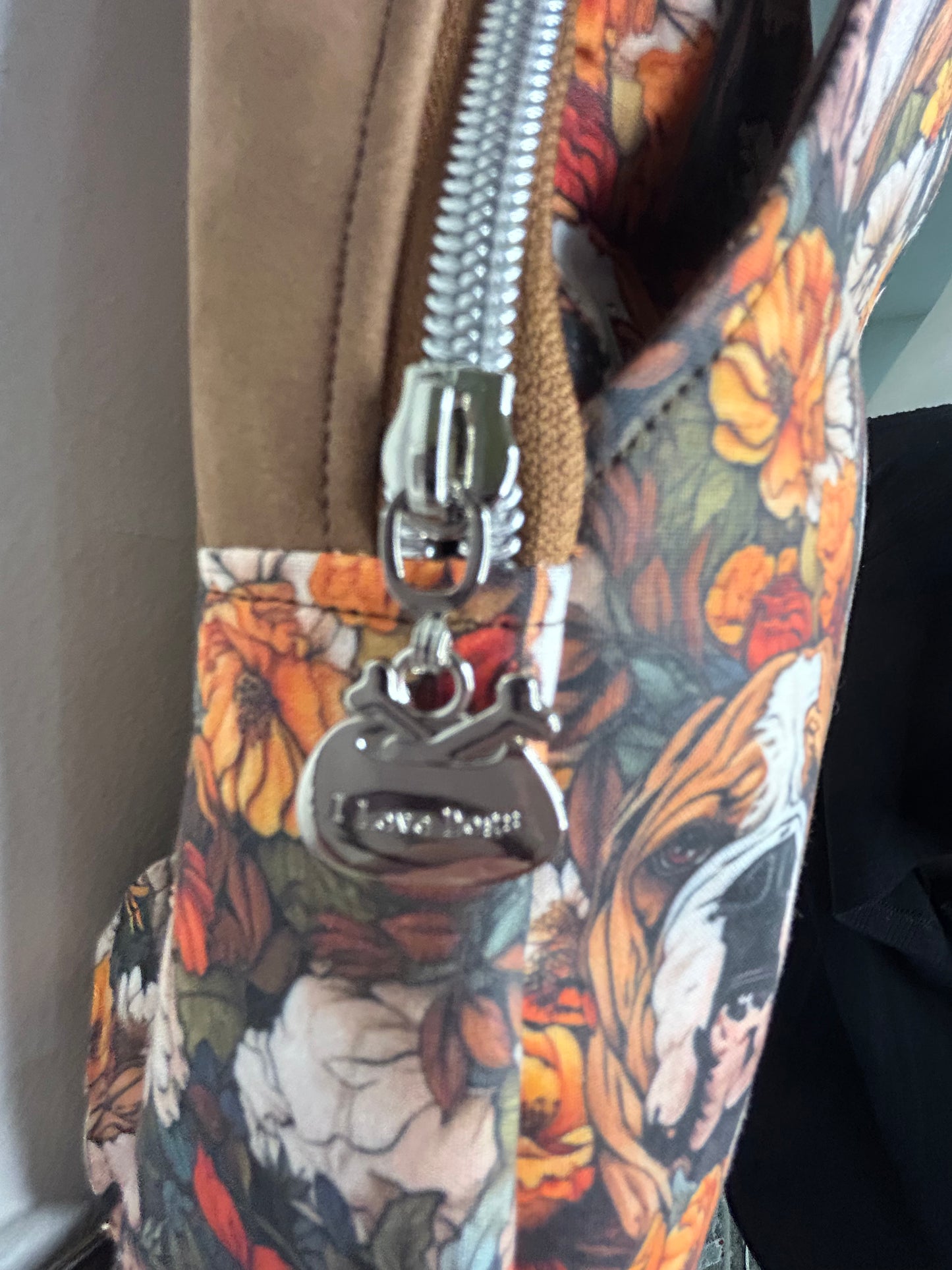 Floral English Bulldog Retro Sling Bag