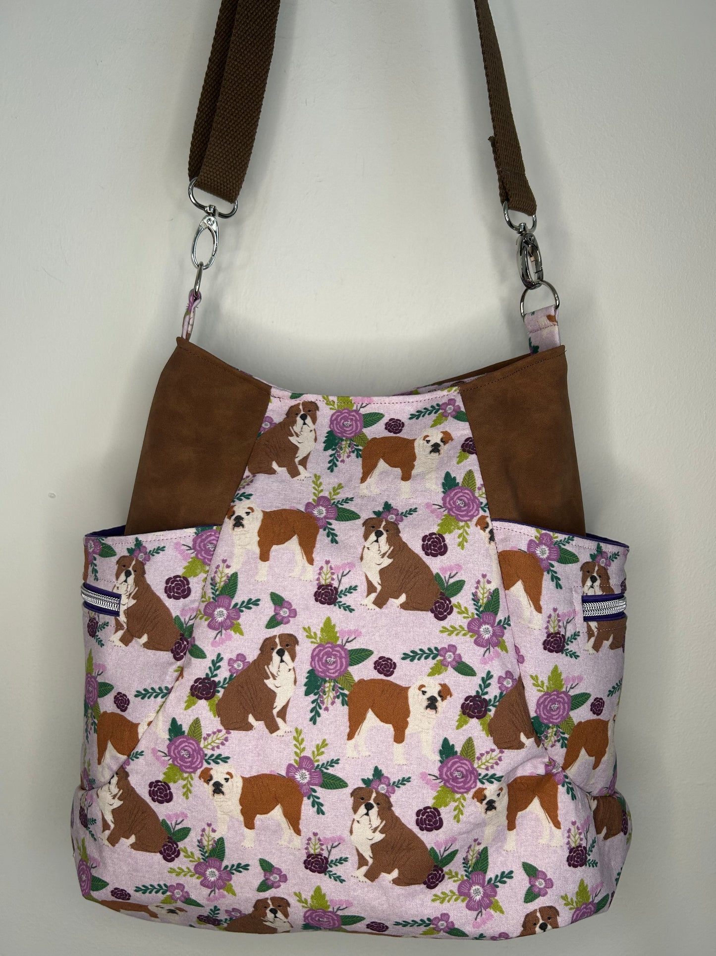English Bulldog Veris Purse with Faux Suede Accents