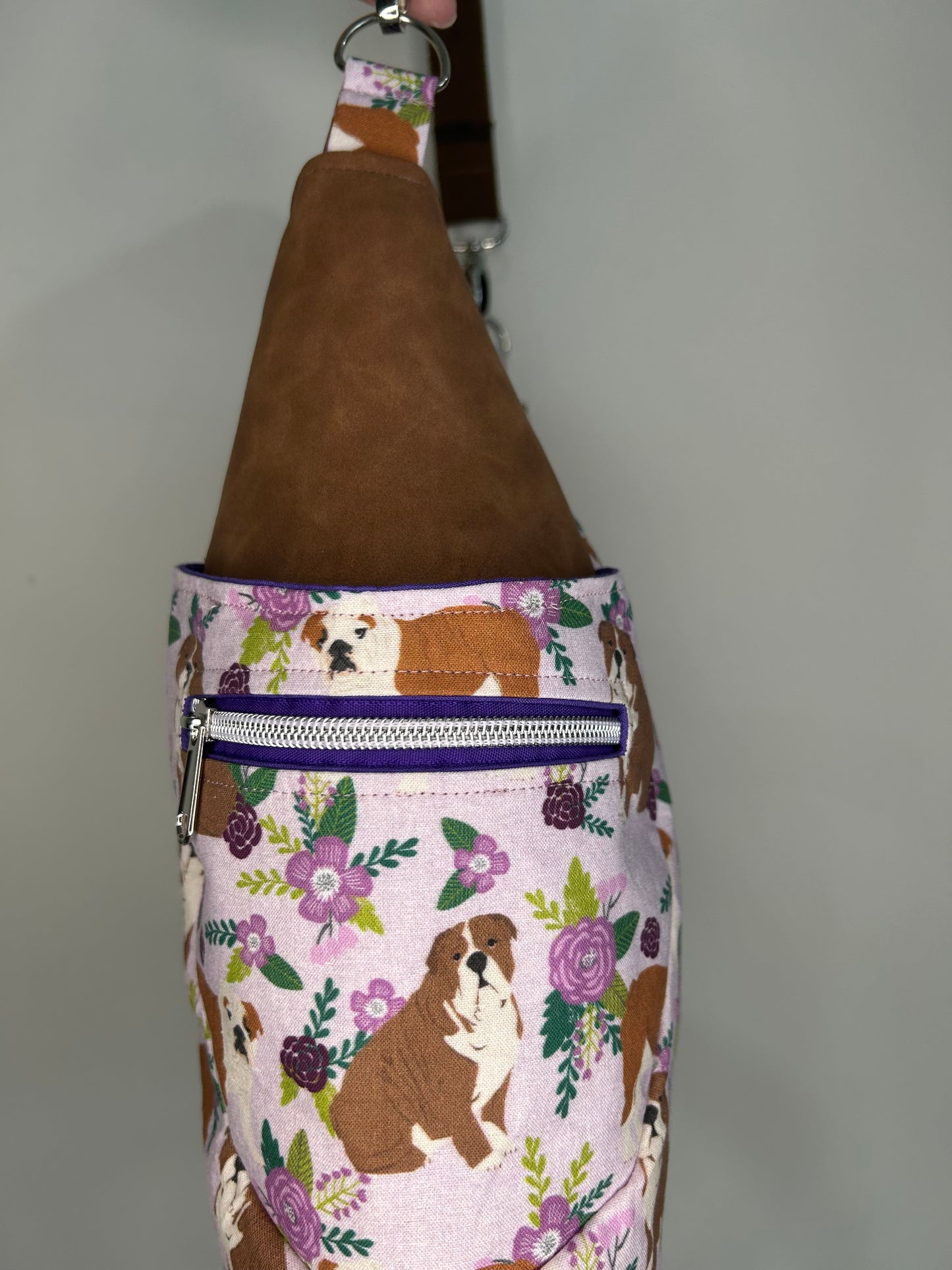 English Bulldog Veris Purse with Faux Suede Accents
