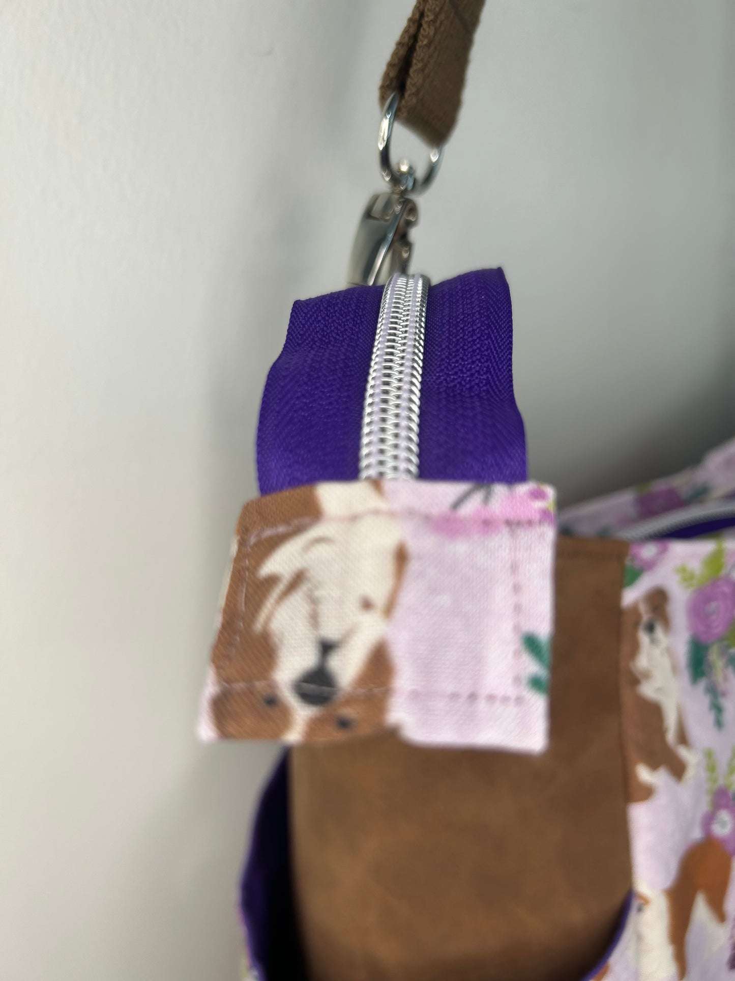 English Bulldog Veris Purse with Faux Suede Accents