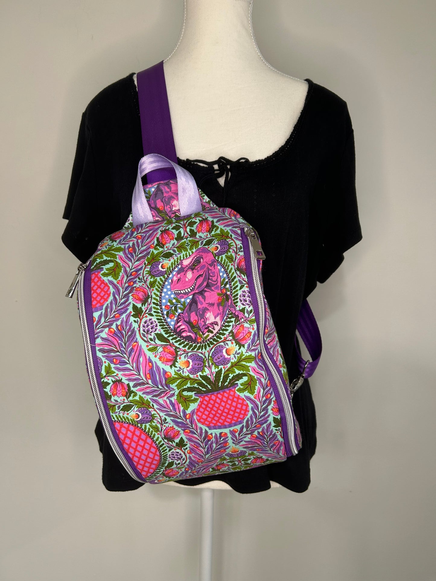 T-Rex Dinosaur Lind Sling Backpack