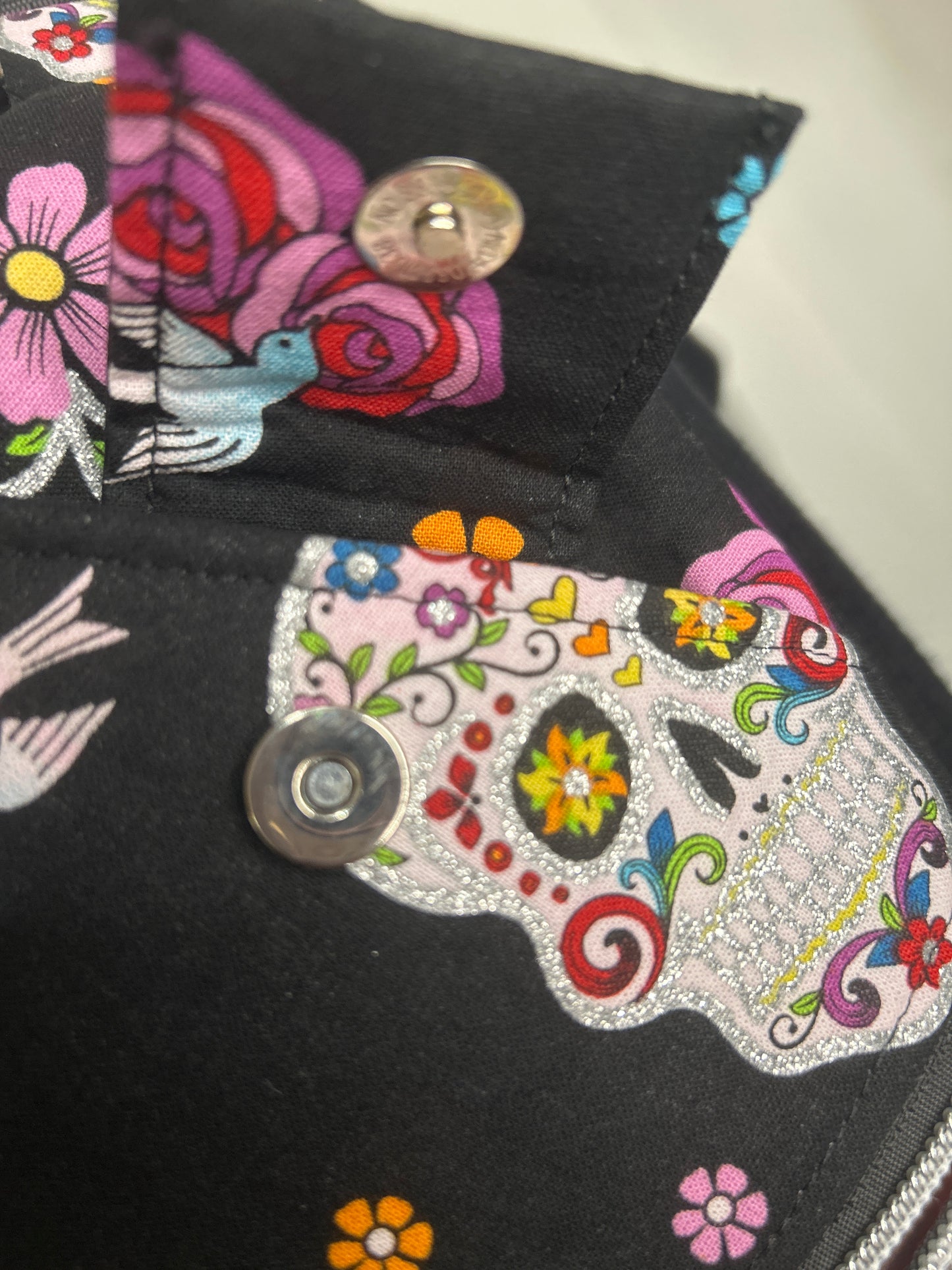 Handmade Glitter Skull Convertible Traveler Sling Bag