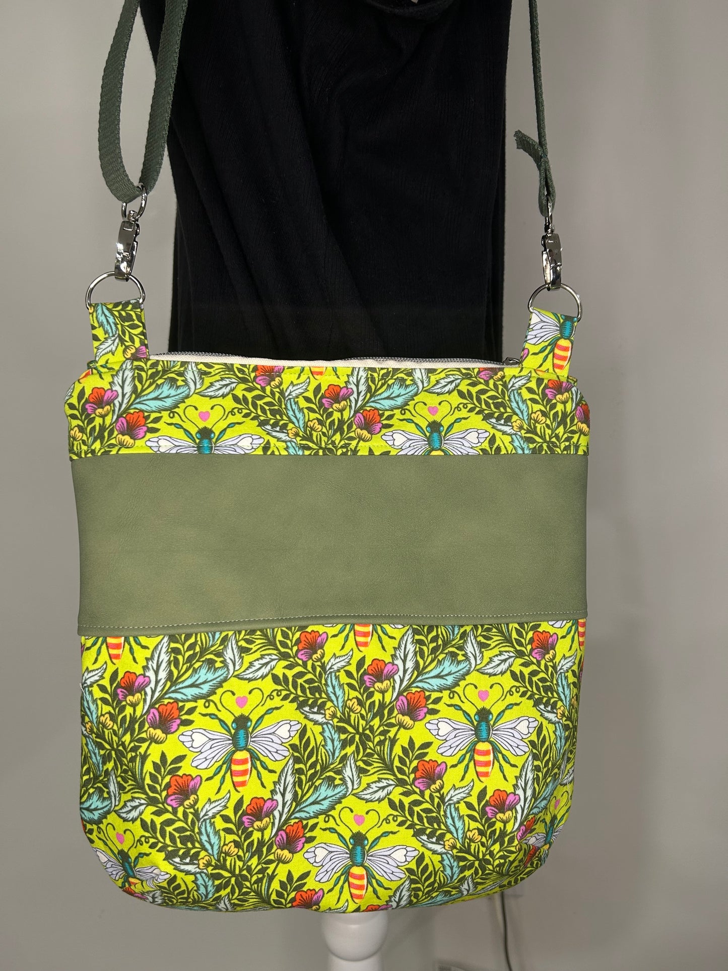 Bee Nice Triple Zip Crossbody or Shoulder Bag