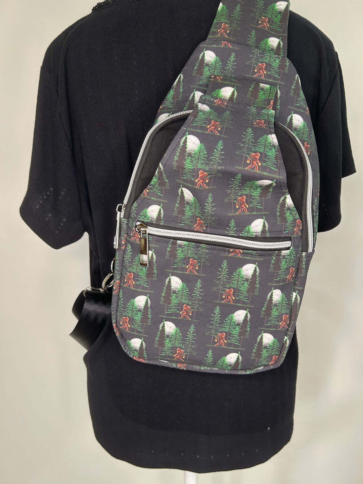 Moonlight Walk With Sasquatch Retro Sling Backpack