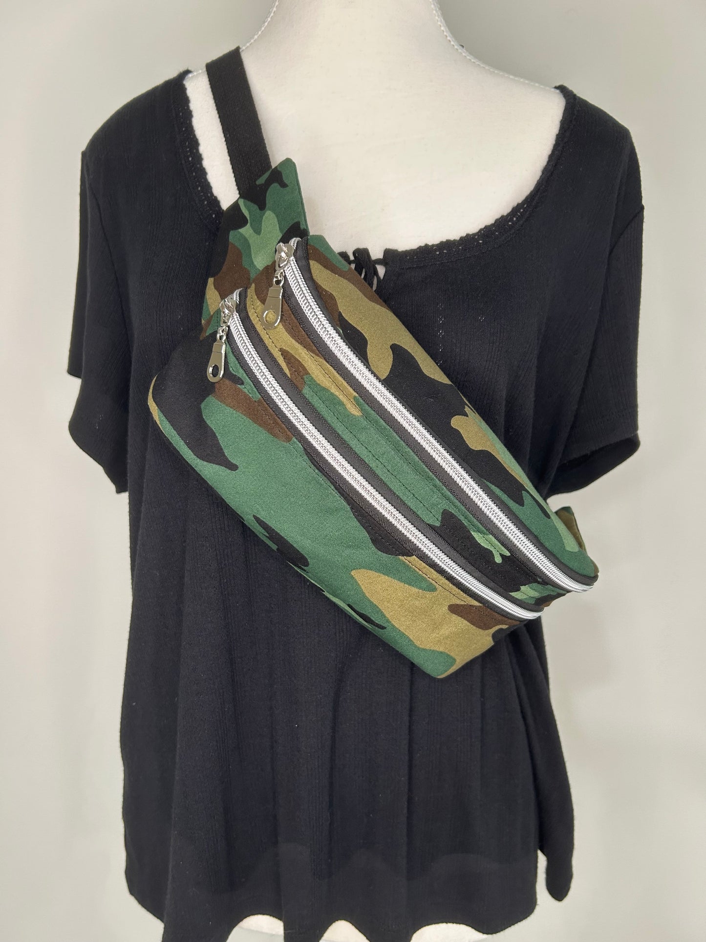 Unisex Double Zip Camouflage Sling/Waist Bag