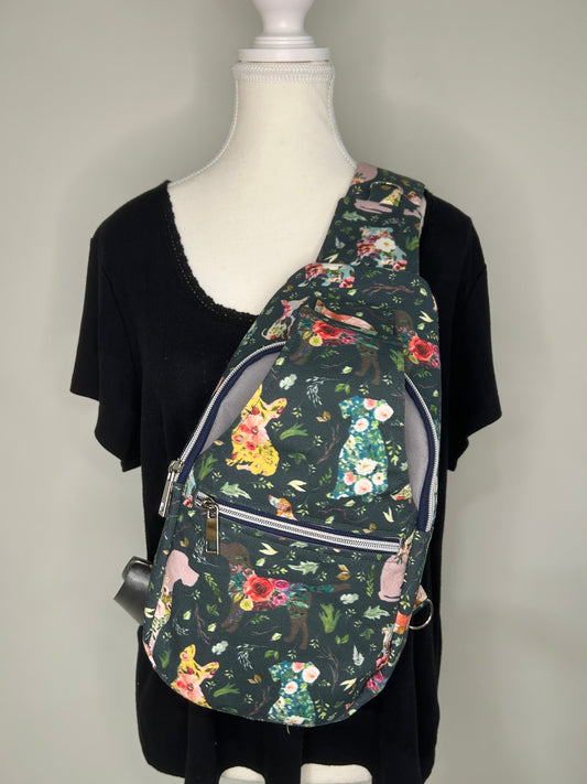 Floral Pups Retro Sling Bag