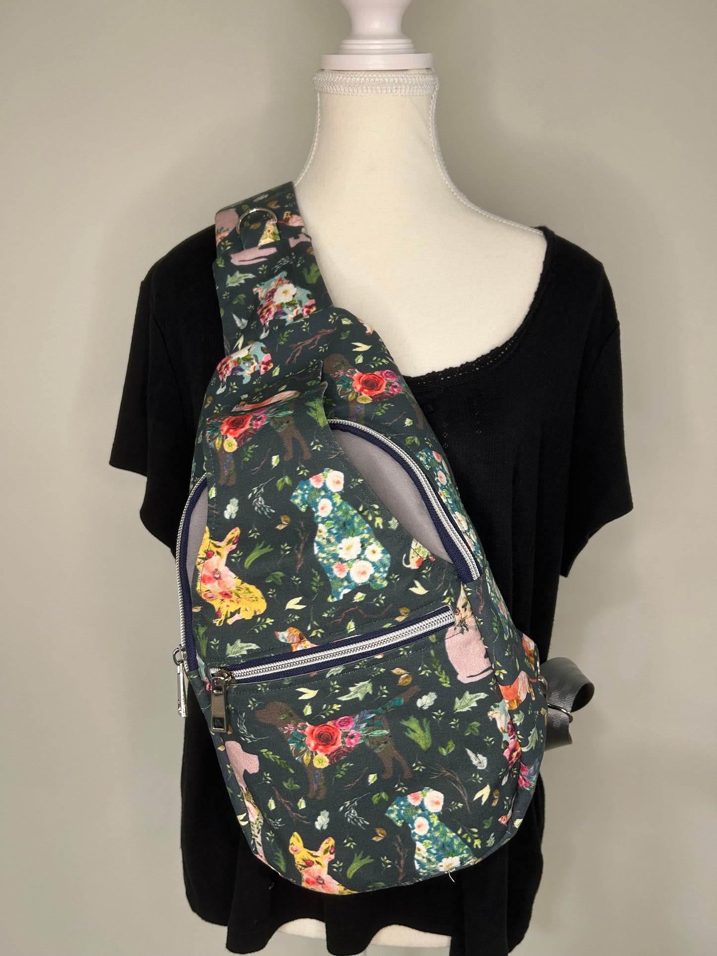 Floral Pups Retro Sling Bag