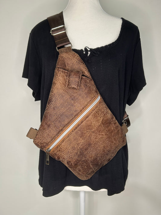 Unisex Faux Leather Concealed Carry Convertible Sling Bag
