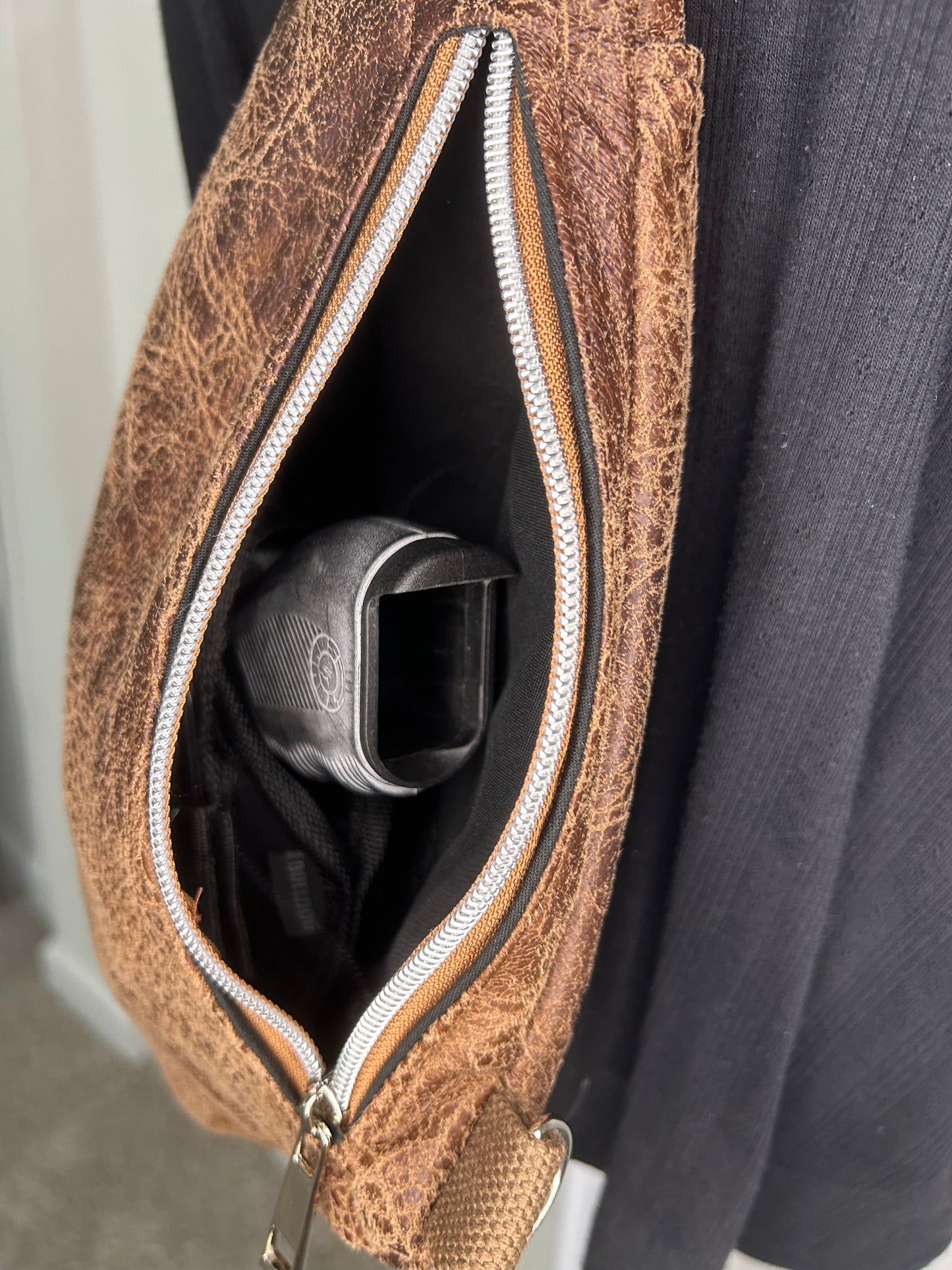 Unisex Faux Leather Concealed Carry Convertible Sling Bag