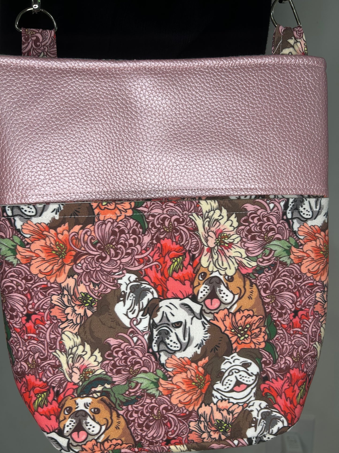 Handmade Bulldog Garden Crossbody Bag