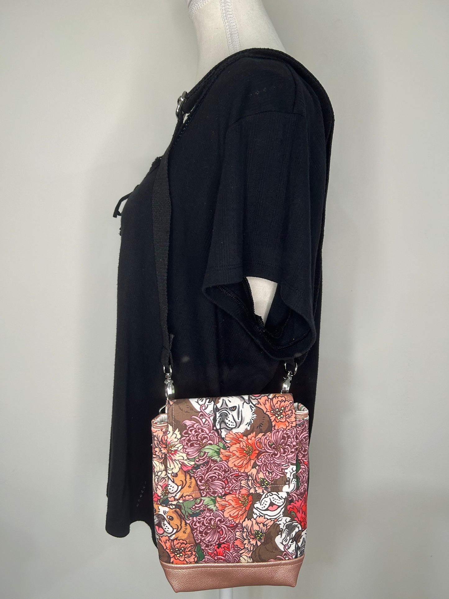 Bulldog’s in the Flower Garden Vignette Crossbody Bag