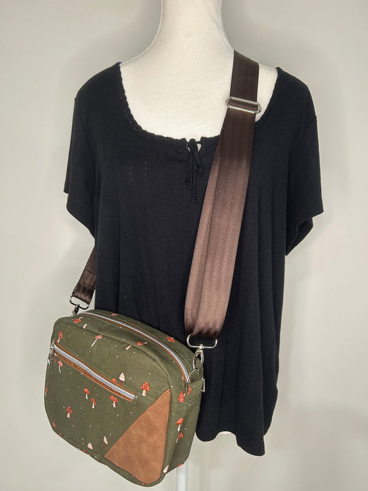 Handmade Mushroom and Vinyl Trio Camera Crossbody Bag