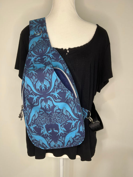 Handmade Unisex Cryptid Friends Retro Sling Bag