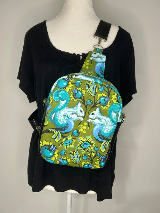 RARE Handmade Retired Tula Pink All Star’s Squirrel 4 in 1 Pebble convertible bag
