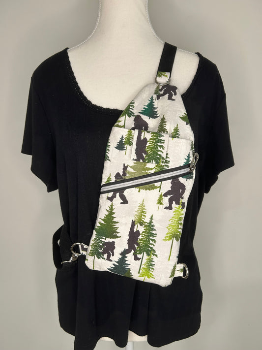 Handmade Peace Out Bigfoot Mini Traveler Sling Bag