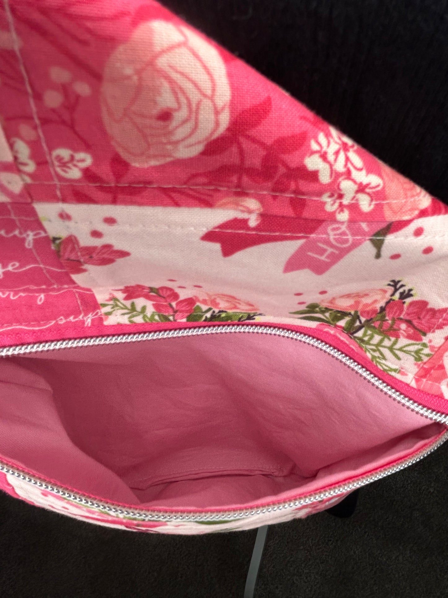 Handmade Quilted Breast Cancer Warrior Traveler Sling Bag