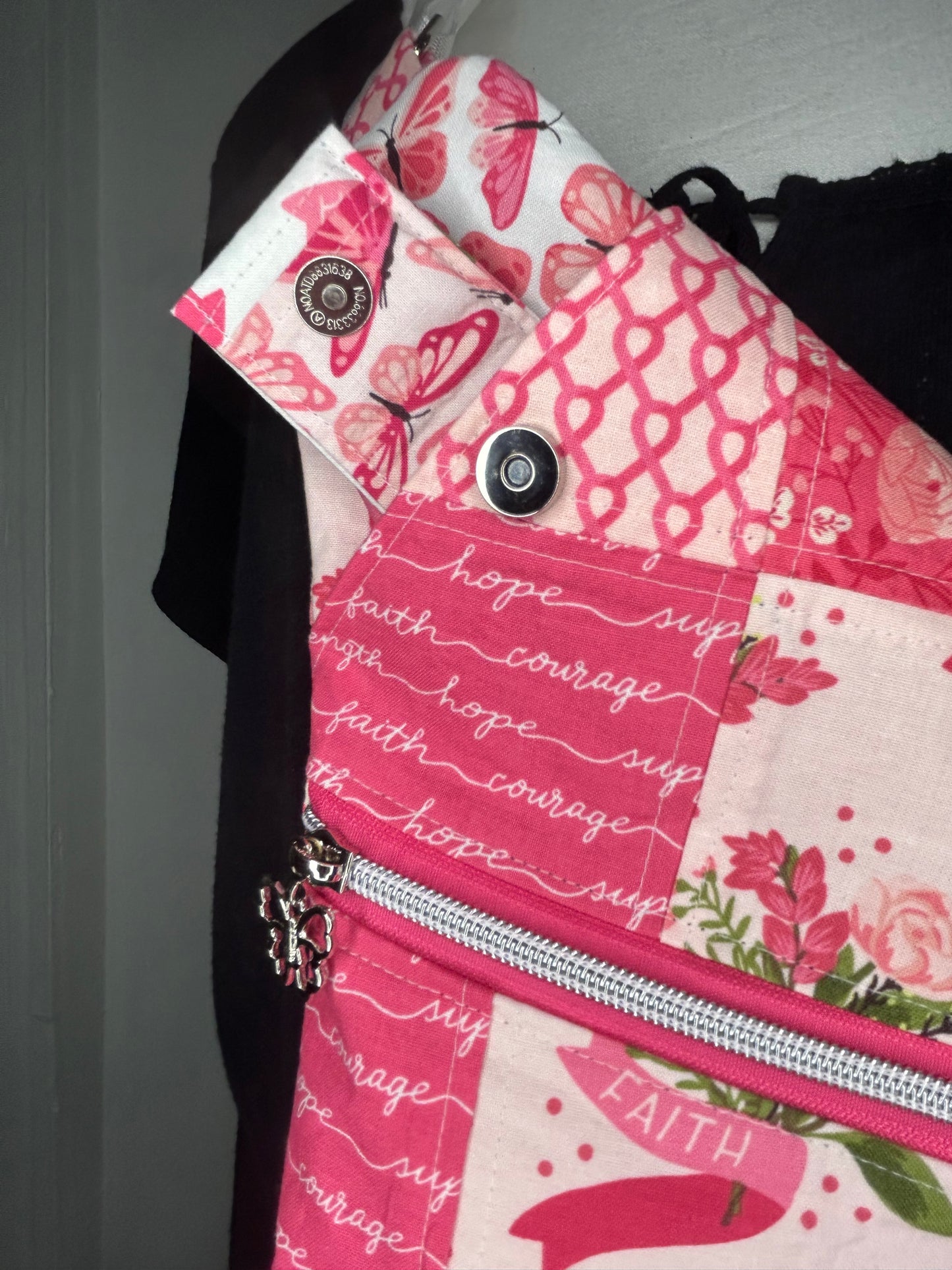 Handmade Quilted Breast Cancer Warrior Traveler Sling Bag