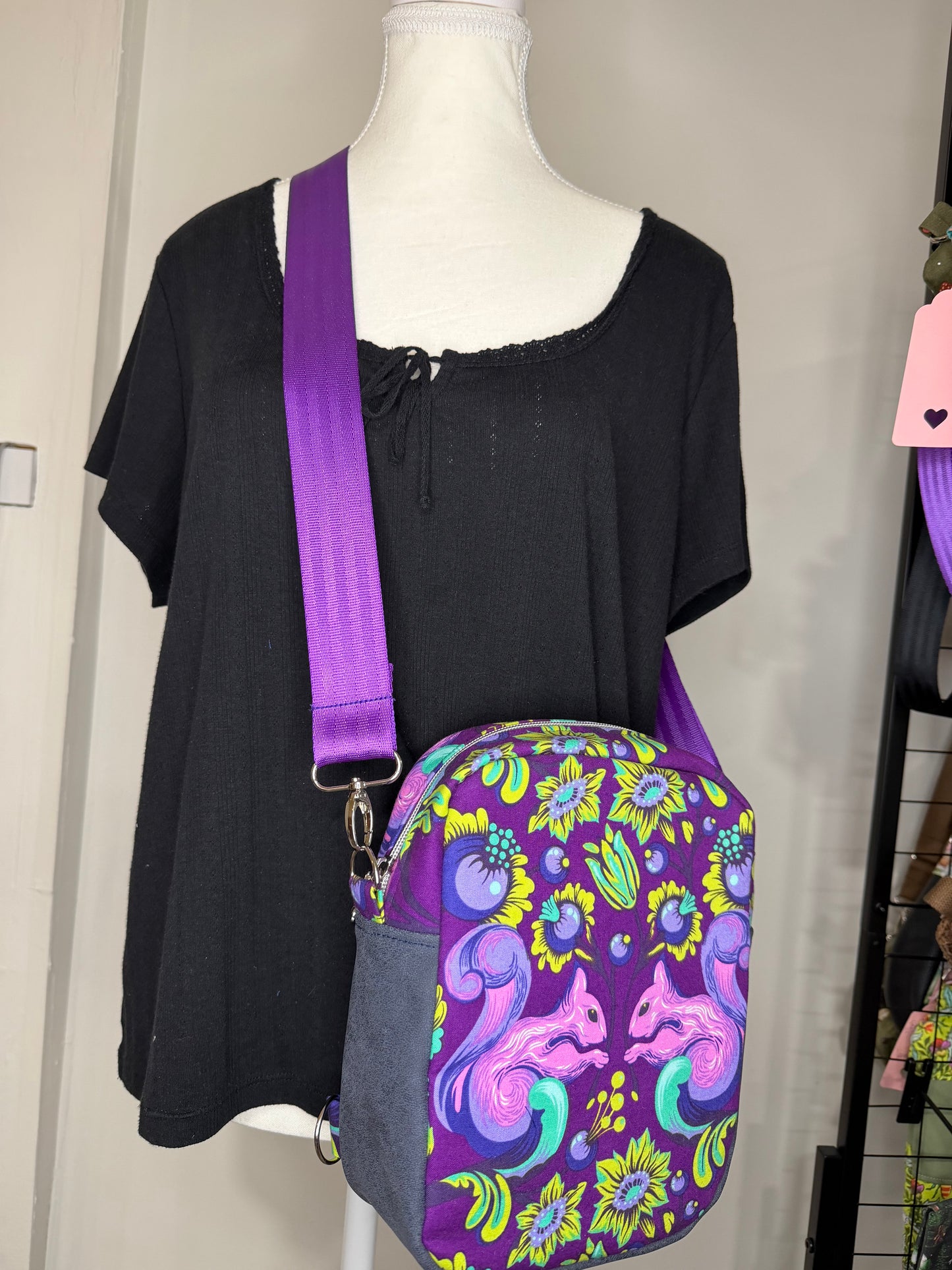 Extremely rare Tula Pink Squirrel 4 in 1 convertible sling bag