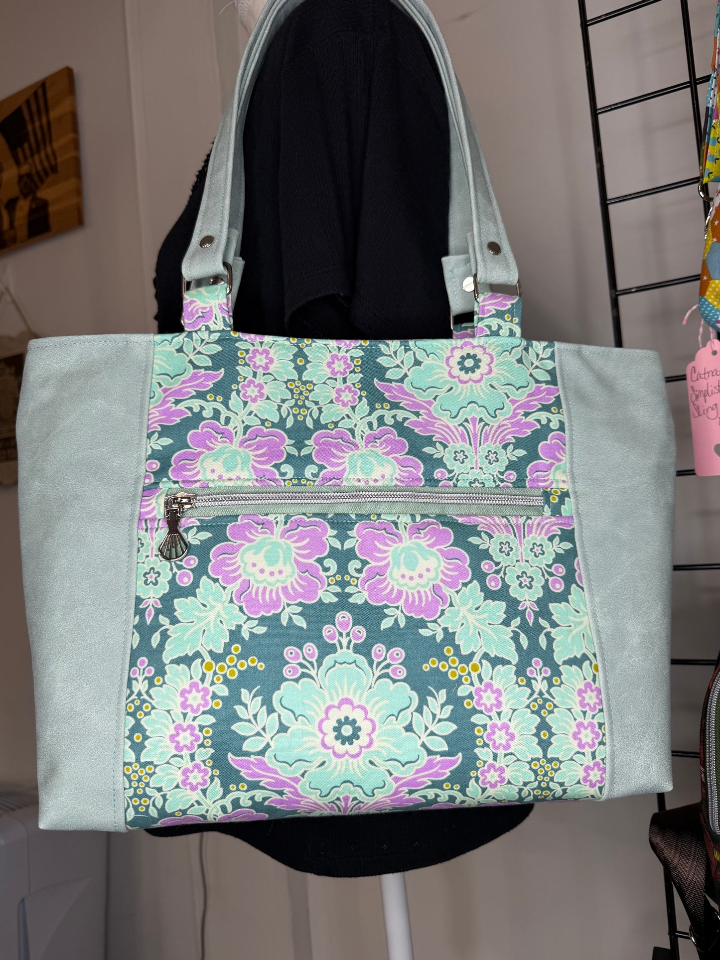 Floral Mala Tote with ¾ Suede Vinyl