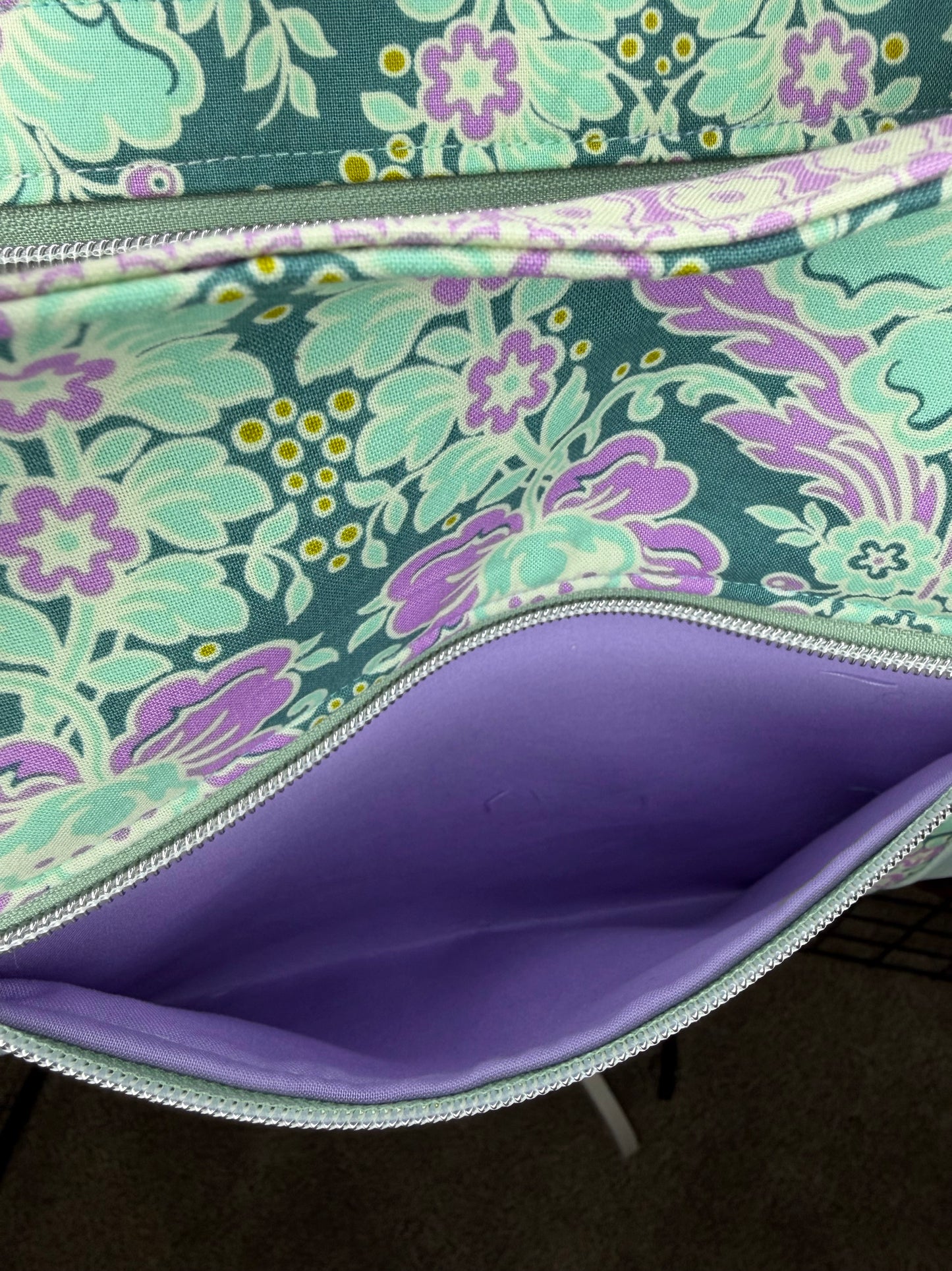 Floral Mala Tote with ¾ Suede Vinyl
