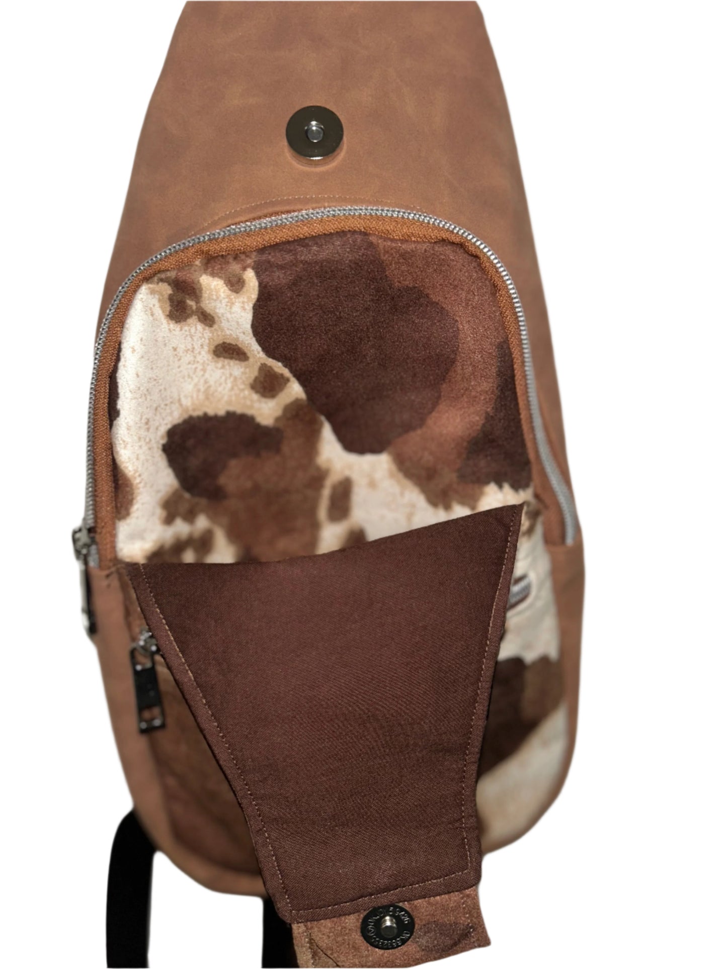 Cow and Faux Suede Retro Sling Bag