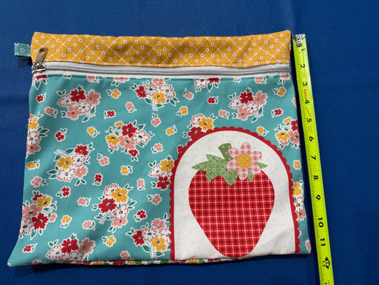Large Lori Holt Unlined Strawberry Floral Project Bag