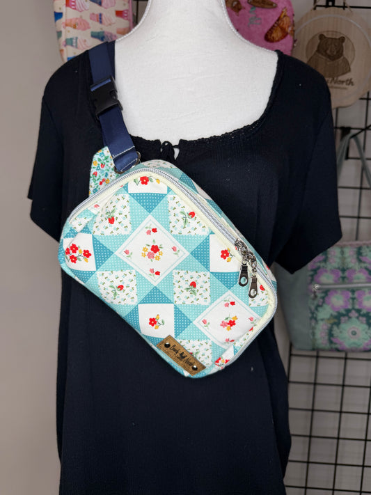 Poppie Cotton Cheetah Quilt Small Louie Sling to Waist Bag
