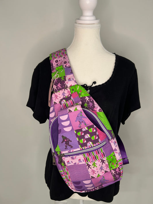 Purple Sasquatch Retro Sling Bag