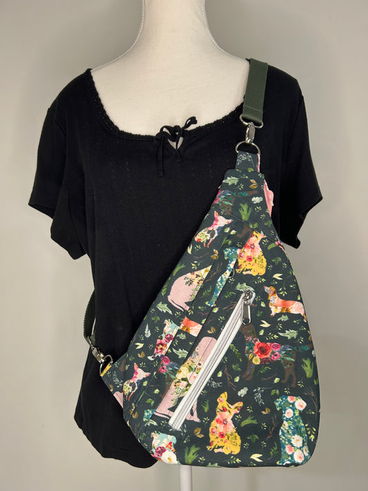 Floral Pups Finn Sling Bag