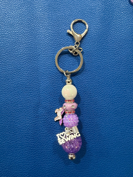 Sewing themed bag charm
