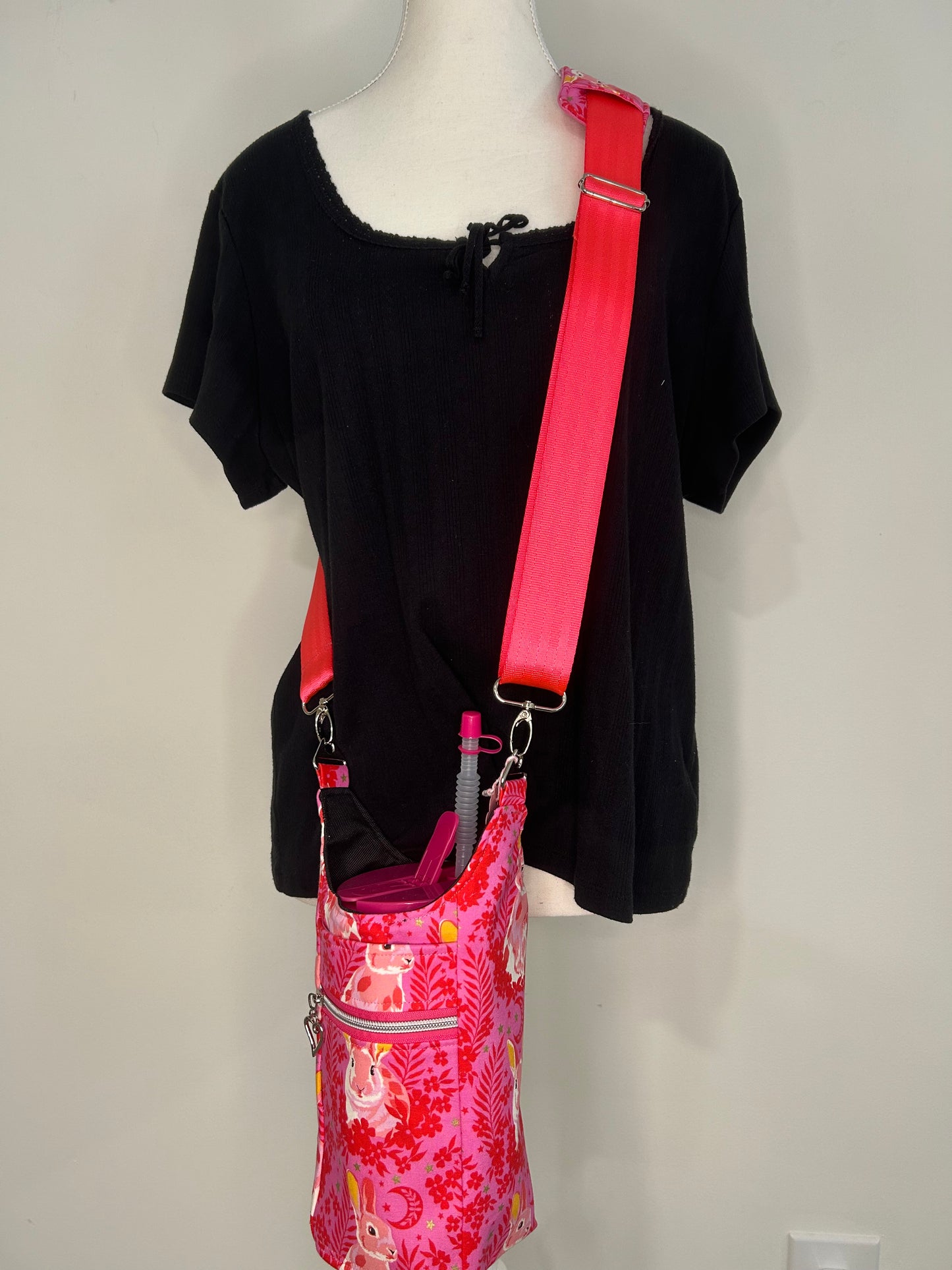 Handmade Hip Hop Hooray Rabbit Tula Pink Water Bottle Bag