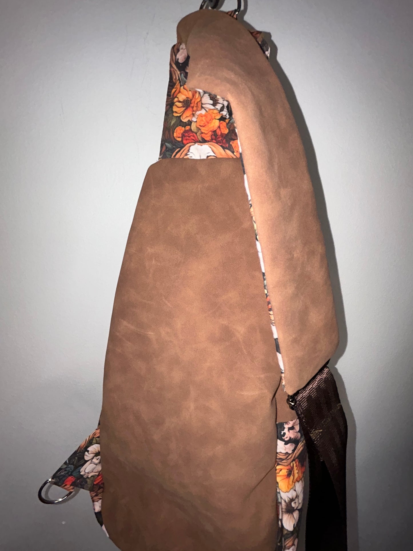 Floral English Bulldog Retro Sling Bag