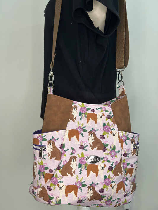 English Bulldog Veris Purse with Faux Suede Accents