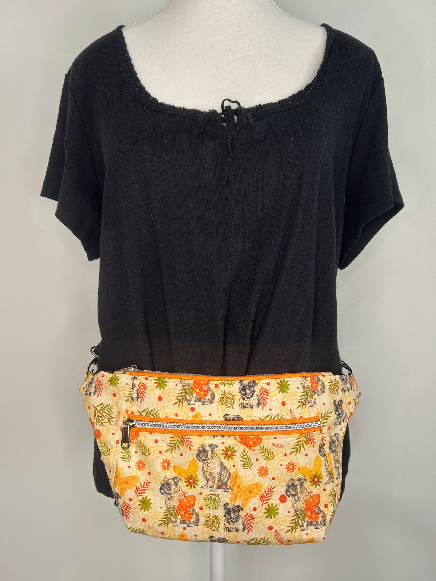 English Bulldog Dayna Double Zip Sling or Fanny Pack