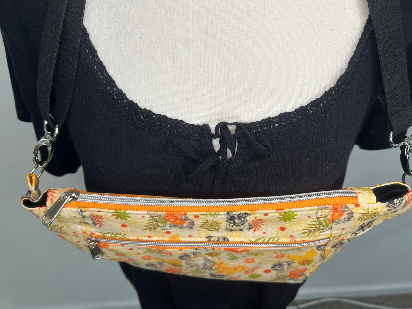 English Bulldog Dayna Double Zip Sling or Fanny Pack